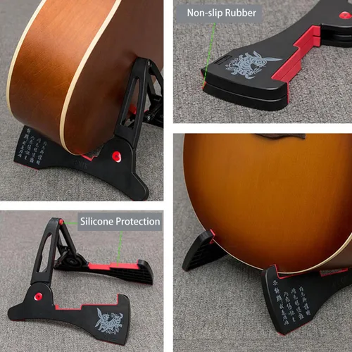 Miniatura 2 de Soporte universal plegable para guitarra con marco en A, antideslizante, soporte fuerte para guitarra acústica eléctrica, bajo, ukelele, viaje