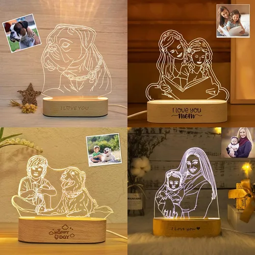 Miniatura 5 de Luz nocturna personalizada, marco de fotos acrílico en 3D, marco de fotos, aniversario, boda, Navidad, regalos de cumpleaños para él y su esposa