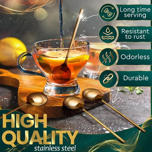 Miniatura 3 de Cucharas de café doradas de 5 pulgadas, 8 cucharas de té doradas de 5.25 pulgadas, cucharas de café pequeñas para cafetería, cucharas de café