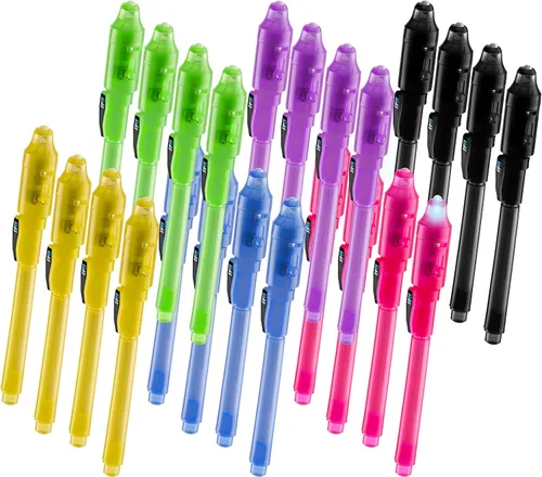 SyPen Marcador de tinta invisible, escritor de mensajes espía secreto, 24 piezas con luz ultravioleta, entretenimiento divertido para niños,