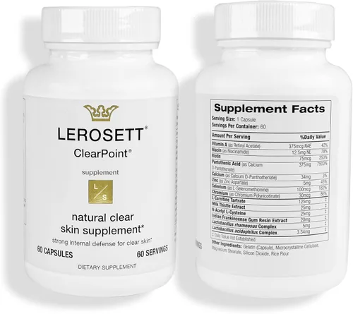 Miniatura 2 de Gunilla Of Sweden LEROSETT ClearPoint - Pastillas antiacné, suplementos naturales para el tratamiento del acné para piel grasa y brotes. 60 cápsulas