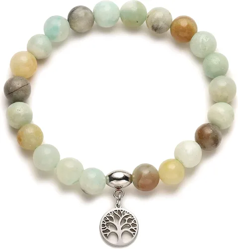 Hevont Regalos de árbol de la vida para mujeres, pulseras de relajación curativas de piedra natural de 0.315 pulgadas (0.315 in), piedras de cristal