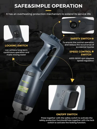 Miniatura 3 de Licuadora de inmersión comercial Mezclador de mano Mezclador de velocidad variable resistente 4000-16000RPM con eje extraíble de 20 pulgadas