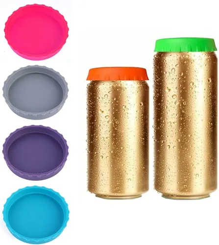 Paquete de 6 tapas de silicona para latas de soda, 6 colores reutilizables sin BPA, tapón o protector para refrescos, cerveza, bebidas, jugo, Color