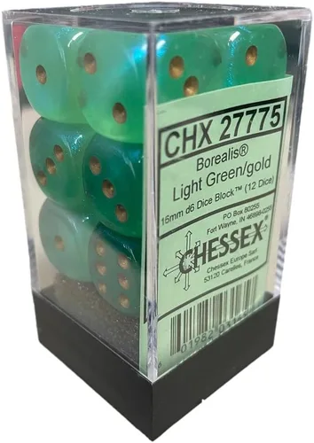 Miniatura 7 de Chessex Borealis 27786 - Bloque de dados luminarios d6 de 0.630 in / azul cielo/blanco (12 dados)