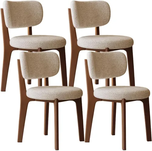Miniatura 15 de YVYKFZD Solid Wood Dining Chairs, Fabric Dining Room Chair Set of 2/4/6, Upholstered Kitchen Chairs with Curved Backrest, Armless Living Room Chair