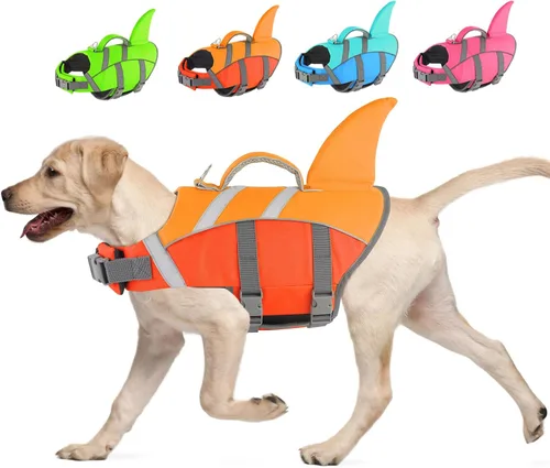 Miniatura 27 de Doglay Chaleco salvavidas para perro, tejido antidesgarros Ripstop, lindo chaleco salvavidas para perros con flotabilidad superior y asa de rescate