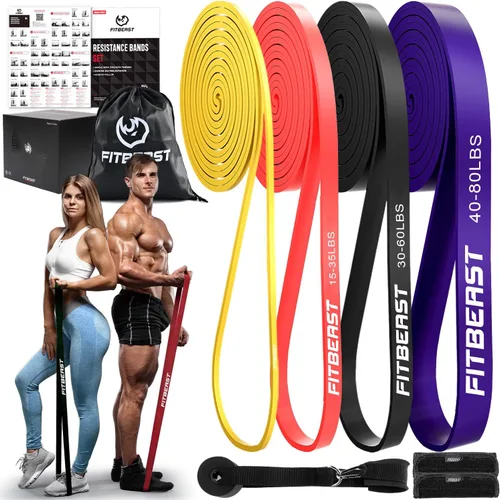 Miniatura 8 de FitBeast Resistance Bands Set, Pull Up Assist Bands for Strength Training, Powerlifting, Muscle Toning, Yoga, Mobility Exercises, Rehabilitation