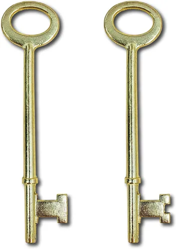 Llaves de esqueleto, 2 unidades, zinc chapado en latón, llaves de esqueleto para cerraduras antiguas, joyas y decoración, llaves de esqueleto