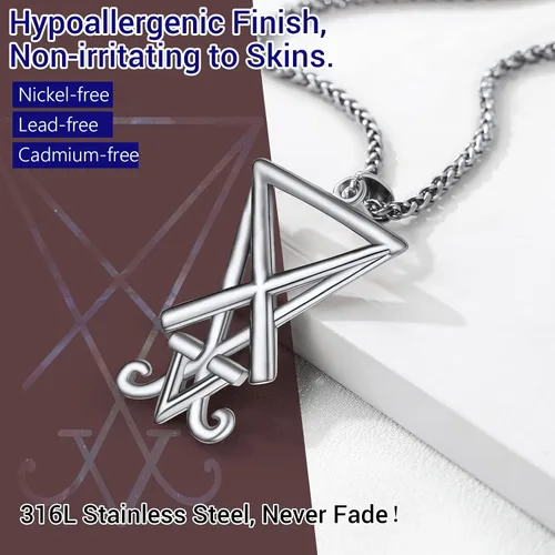 Miniatura 57 de PROSTEEL Satanic Jewelry Upside Down Cross Necklace for Men Women, 316L Stainless Steel/925 Sterling Silver Inverted Cross/Leviathan Cross Pendant