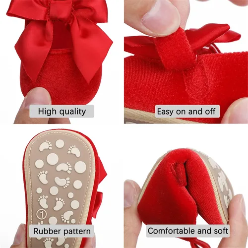 Miniatura 4 de HULYKA Mary Jane - Zapatos planos de goma antideslizantes para recién nacidos zapatos de vestir de princesa para niños pequeños