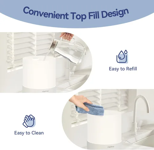 Miniatura 5 de raydrop Humidificadores para dormitorio, humidificadores de niebla fría de 3.0L para habitación grande y hogar, humidificador de aire de llenado