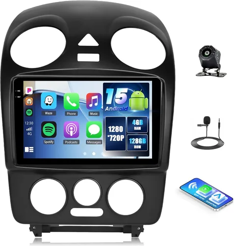 Miniatura 10 de 4+64G Android 15 Estéreo de coche para VW Beetle 2004-2010 con Carplay inalámbrico Android Auto, 9 pulgadas 1280 * 720P IPS pantalla táctil