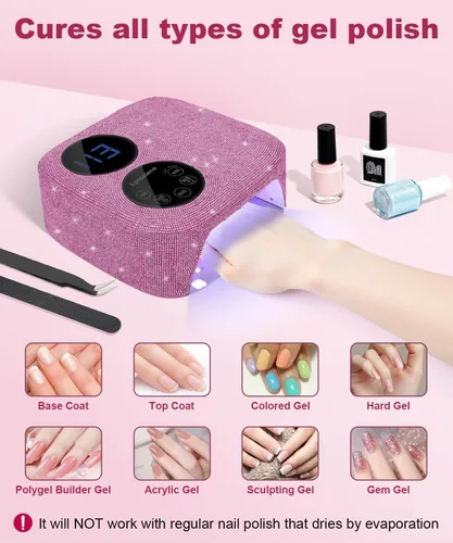 Miniatura 7 de Lámpara de uñas inalámbrica de 80 W con base magnética desmontable, pantalla de doble pantalla y luz de uñas de gel, luz UV/LED profesional
