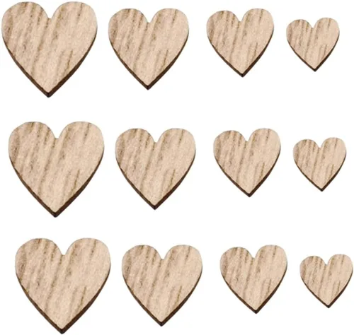 Miniatura 6 de EXCEART 400 piezas de adornos de estrella de madera, adornos colgantes de madera, corazones colgantes de madera, adornos de corazón de madera, Como