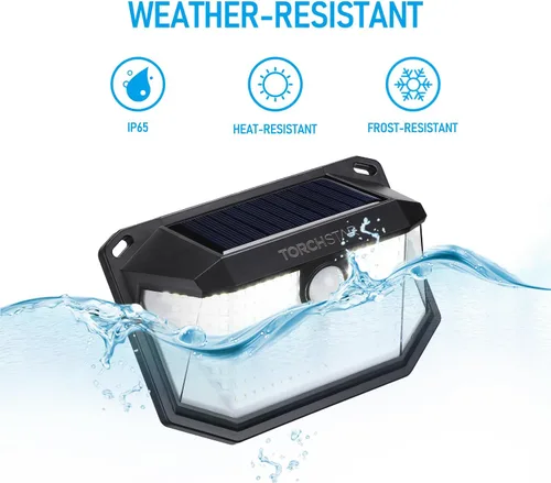 Miniatura 3 de TORCHSTAR Luces solares con sensor de movimiento para exteriores, IP65, impermeable, inalámbrica, iluminación de pared para exteriores, para Negro