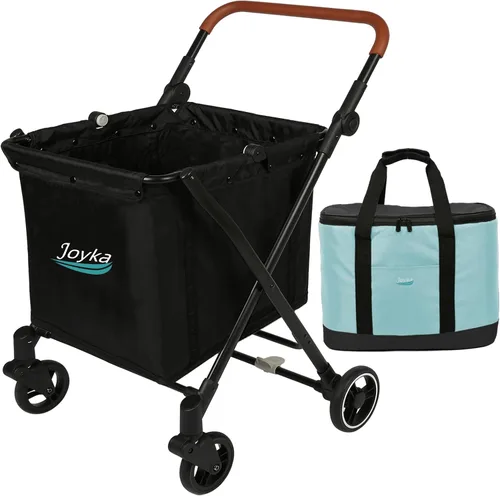 Carrito de compras plegable de 85 litros con bolsa refrigeradora, carrito de compras con mayor capacidad, ruedas giratorias delanteras giratorias