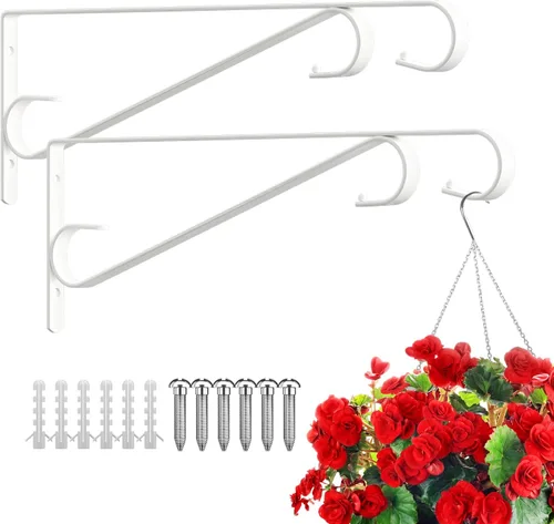 Miniatura 9 de Perchas para plantas al aire libre, paquete de 2 colgadores de pared para plantas de 15.4 pulgadas, ganchos resistentes para plantas de pared