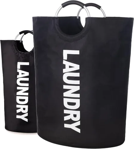 Miniatura 11 de Twira Cesta de lavandería grande de 90 litros, cesta de lavandería que se mantiene bien, bolsa de lavandería con asas acolchadas, contenedor de ropa
