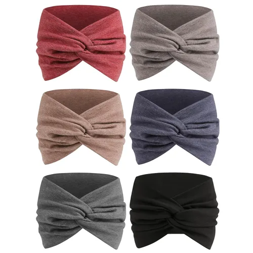 Miniatura 11 de HAUHC Diademas extra anchas para mujer, 7 pulgadas, grandes, como algodón, turbante anudado, bandana, diademas para mujeres antideslizantes