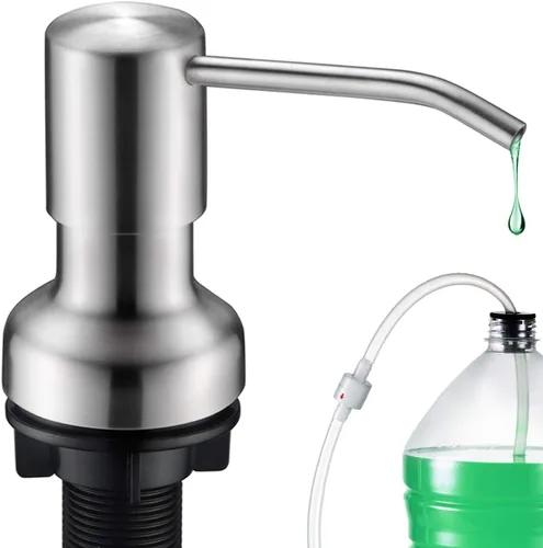 Miniatura 9 de Dispensador de jabón integrado para fregadero de cocina, dispensador de jabón de cocina, juego de bomba de acero inoxidable para jabón o loción