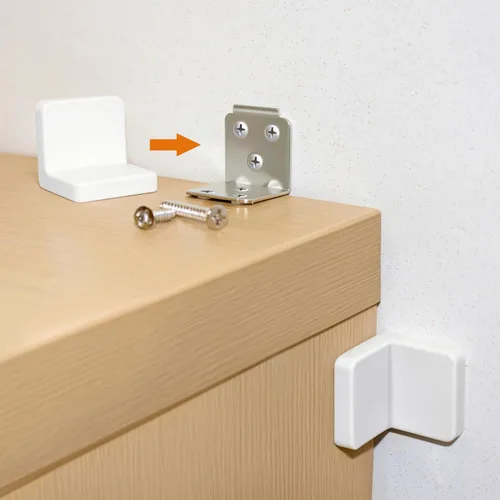 Anclajes para muebles, paquete de 4, estéticos e invisibles una vez instalados, seguro 600 libras estantería cómoda a la pared, anclaje de seguridad