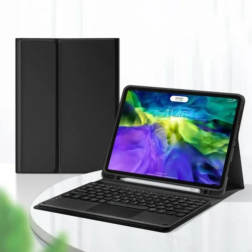 Miniatura 17 de Funda de teclado para Samsung Galaxy Tab A8 de 10.5 pulgadas 2022, teclado táctil de tecla redonda, teclado inalámbrico desmontable magnético Azul