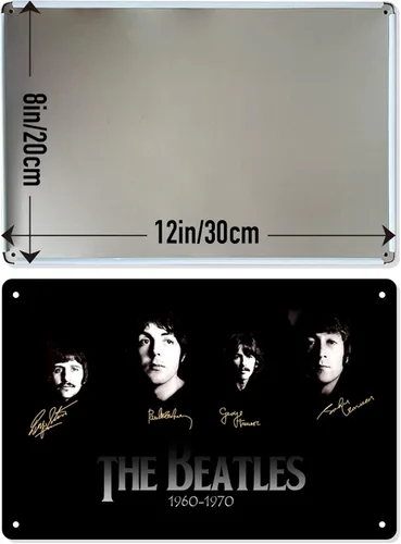 ORIMAMI Letrero de metal de The Beatles, 8 x 12 pulgadas, decoración de pared, recuerdos y regalos para fanáticos Banda