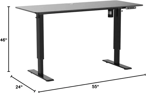 Miniatura 3 de farexon Escritorio eléctrico de pie de altura ajustable, escritorio de pie de 55 x 24 pulgadas con alfombrilla grande para el mouse, ruedas Negro