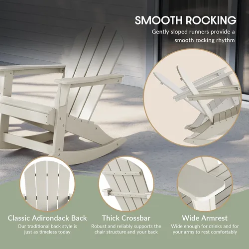 Miniatura 46 de WestinTrends Silla mecedora Malibu de poliéster para exterior/patio Adirondack, Negra