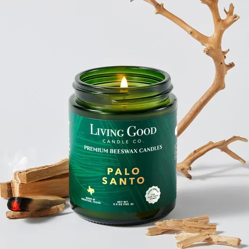 Miniatura 11 de Palo Santo - Vela de cera de abeja pura de Palo Santo y bergamota, más de 90 horas de duración, diseño clásico, velas perfumadas no tóxicas