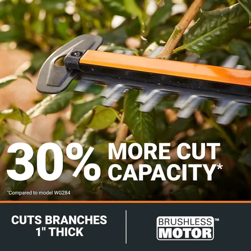 Miniatura 4 de WORX Nitro WG286 recortadora de setos inalámbrica de 40 V y 24 pulgadas, recortadora eléctrica de setos con cuchillas de acción doble y 3400 SPM