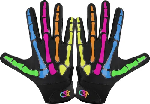 Glorious Traders Youth Football Gloves American Wide Receiver Football Gloves for Adult Men Women & Boys with Super Sticky Silicone Grip Palms