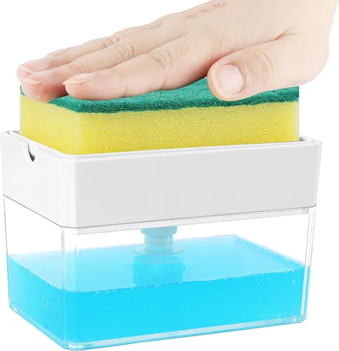 Miniatura 8 de Dispensador de jabón de calidad premium para cocina - Dispensador de líquido lavavajillas con soporte para esponja, bomba de fregadero y soporte