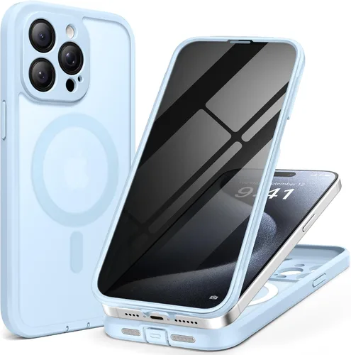 Miniatura 32 de TIESZEN Funda para iPhone 15, compatible con MagSafe, protector de pantalla de privacidad integrado y protección de cámara, antiespía, cuerpo