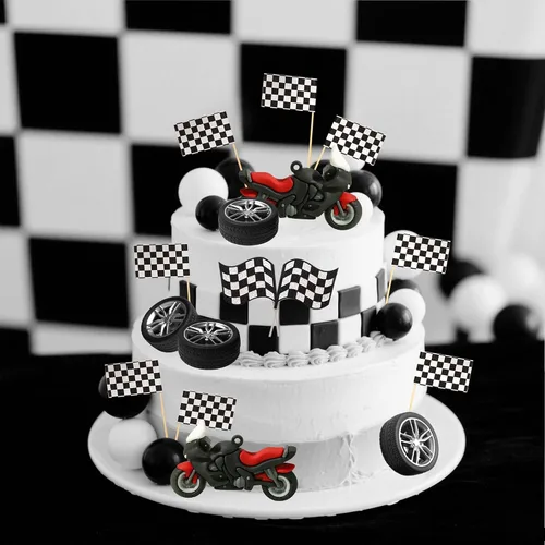 Miniatura 5 de LaVenty Decoraciones de fiesta de motocross, decoración de tartas de motocicleta, hombre, cumpleaños, para motocross, decoración de baby shower
