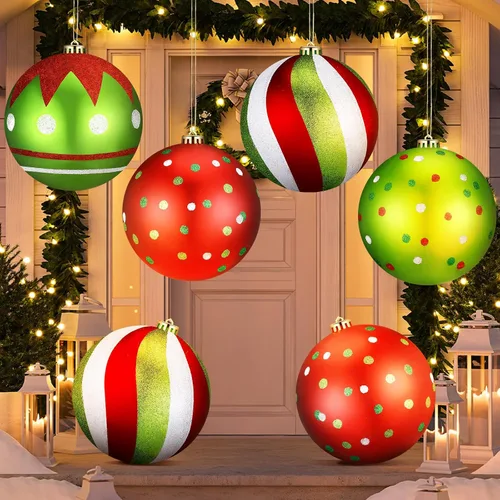 Miniatura 11 de Tigeen 4 adornos de bola de Navidad rojos grandes de 6 pulgadas, adornos colgantes de Navidad extra grandes de 5.906 in con purpurina para invierno
