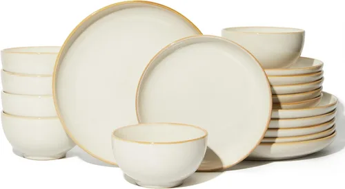 Miniatura 26 de Pokini - Juegos de vajilla de gres para cena, juego de platos y cuencos de cerámica, platos de cocina aptos para microondas y lavavajillas, platos