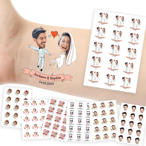 Miniatura 19 de Tatuajes temporales personalizados con foto y nombre, logotipo personalizado para adultos, niños, mujeres, hombres, regalo de boda, cumpleaños