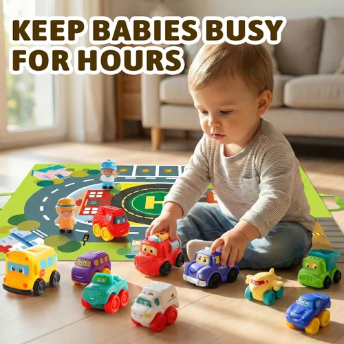 Miniatura 2 de ALASOU 12 juguetes de goma suave para niños de 1 año con tapete de juego/bolsa de almacenamiento, juguetes para bebés, regalos para niños de 1 año