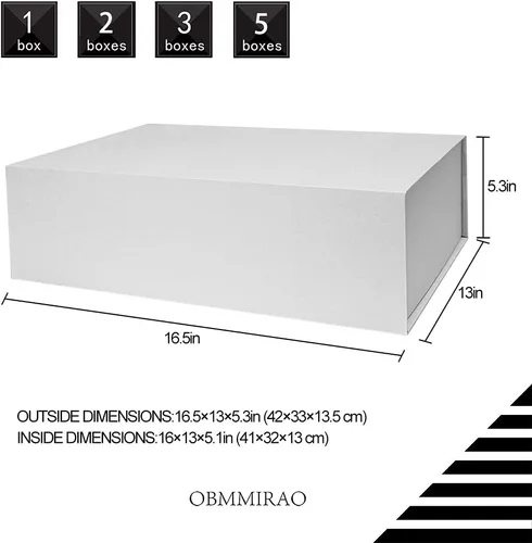 Miniatura 5 de Caja de regalo negra con tapa de 12 x 8 x 2.5 pulgadas, caja de regalo magnética para envolver, caja de regalo a granel para regalo, grano de malla