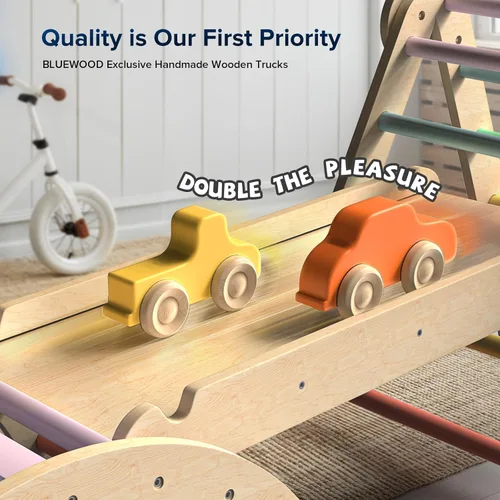 Miniatura 2 de BlueWood Pikler - Juego de triángulos 7 en 1 plegables, juguetes de escalada Montessori de madera con arco y rampa y escalera, escalador para bebés