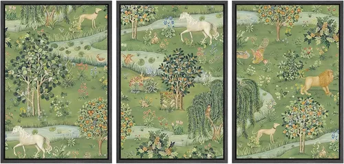 Miniatura 106 de SIGNWIN Lienzo enmarcado para pared, juego de arte sereno de pantanos con humedales verdes e ilustraciones de agua tranquila, arte moderno