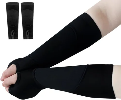DONGKER 1 par de mangas de voleibol para brazos, mangas de antebrazo con agujero para el pulgar para hombres y mujeres, entrenamiento de voleibol