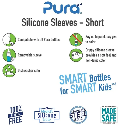 Miniatura 2 de Pura Kiki - Fundas cortas de silicona para botellas, sin plástico, grado médico, no tóxico, certificado MadeSafe, añade agarre, antideslizante