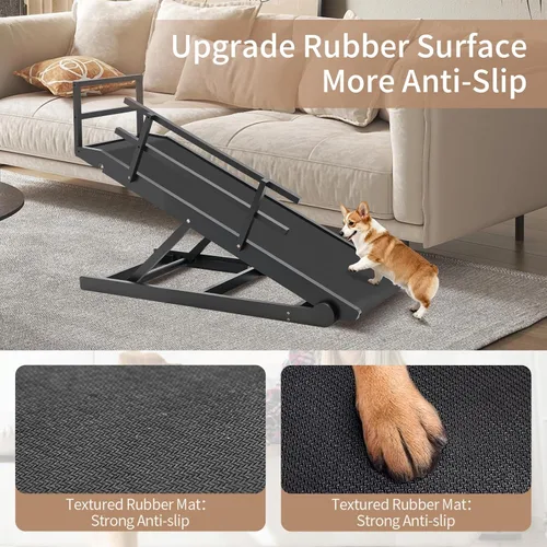 Miniatura 2 de SLSY Rampa para perros para cama, sofá y SUV, rampa plegable ajustable mejorada para mascotas con alfombrilla de goma antideslizante, 45.2 pulgadas