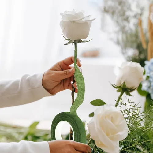 Miniatura 3 de Max Shape 12 rollos de cintas florales de 1/2 pulgada de 30 yardas para envolver tallos de ramos, cinta floral verde para arreglos florales
