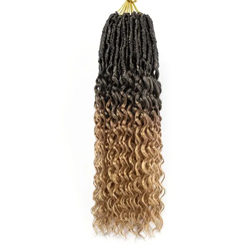 Miniatura 42 de Cabello de Ganchillo Goddess Locs de 12 Pulgadas 8 Paquetes Nuevos Locs Sintéticos Suaves Trenzas de Ganchillo Ondas Profundas Extensiones de 1b