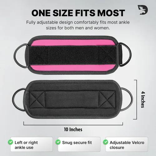 Miniatura 7 de DMoose Fitness Ankle Strap for Cable Machine - One Size Fit with Premium Padding Cuffs, Ankle Bands for Working Out, Booty Workouts, Leg Extension