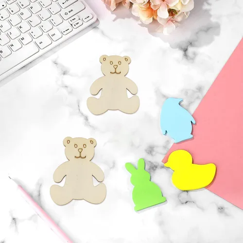 Miniatura 4 de Paquete de 32 adornos colgantes de oso de madera sin acabar, para manualidades, regalo para Acción de Gracias, Navidad, hogar, fiesta, decoración